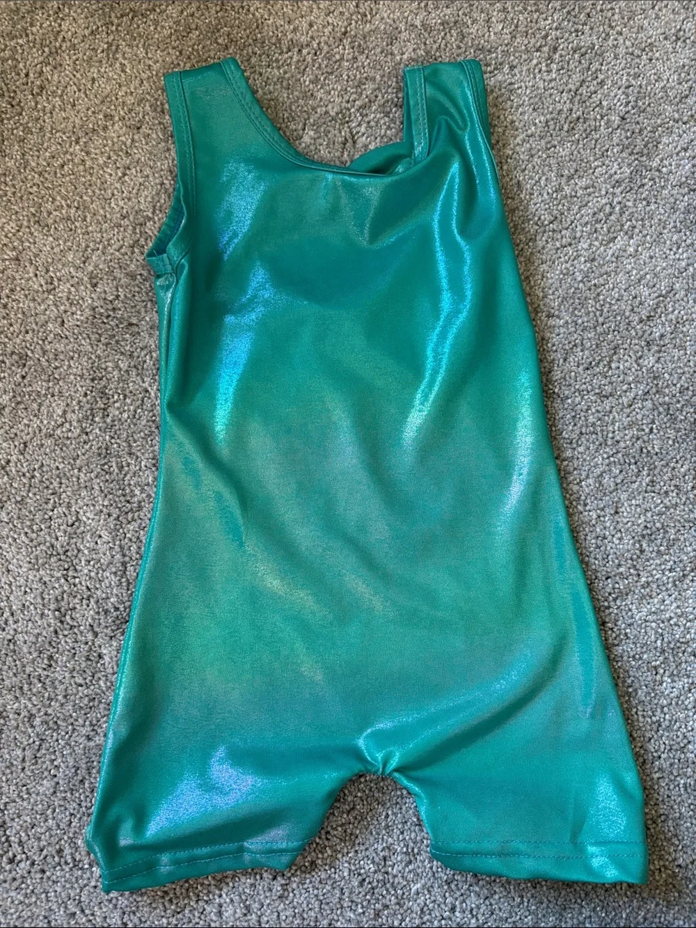 Kids Metallic Teal Gymnastics Leotard - Teal
